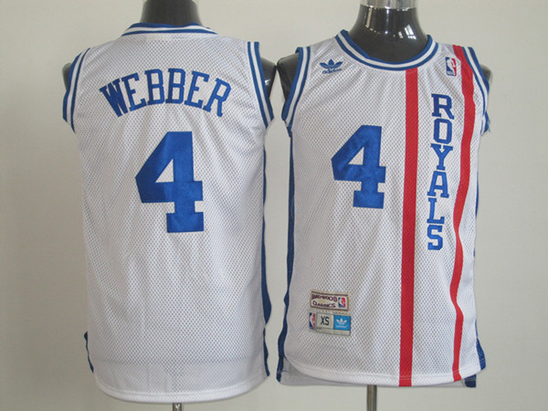  NBA Sacramento Kings 4 Chirs Webber Swingman Throwback White Jersey